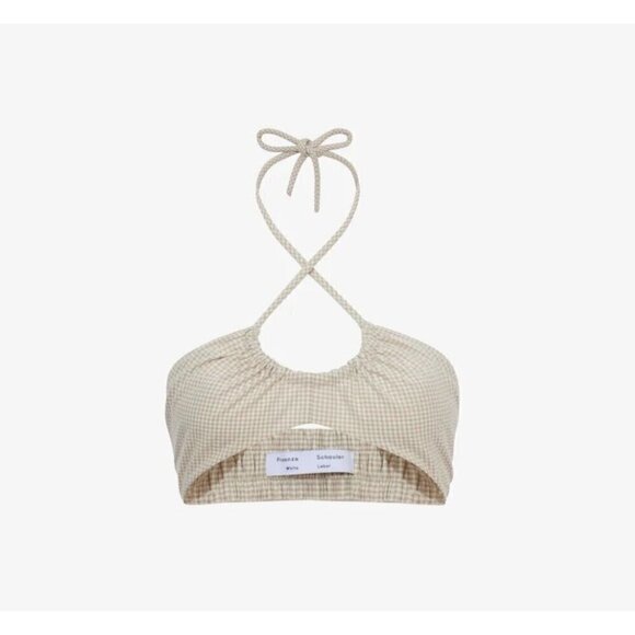 New Proenza Schouler White Label Size 4 Cropped top Gingham Halter Bralette - Picture 1 of 11